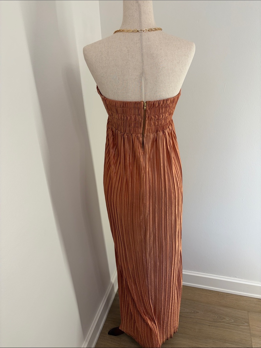 Sabina Musayev Strapless Pleated Maxi Dress in Copper - Picture 3 of 6